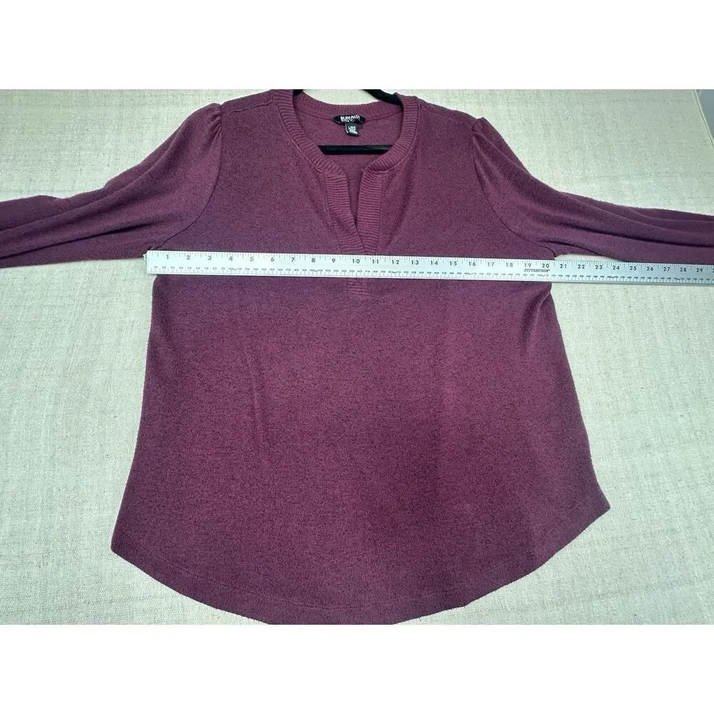 Buffalo David Bitton Burgundy Split V Neck Long Sleeve Women’s Shirt Size Large